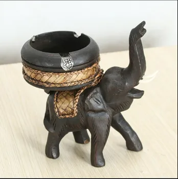 

Thailand solid wood ashtray uncovered wood carving decoration handicraft elephant tin piece hand made wooden ashtray ornament