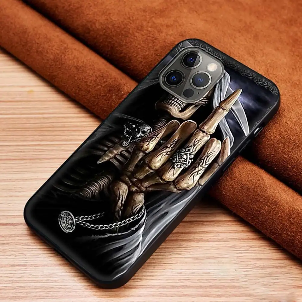 13 pro case Grim Reaper Skull Skeleton Phone Case For iPhone 12 Mini 11 13 Pro Max 7 XR X 6 8 Plus 5 Soft Silicone Shockproof Cover Coque iphone 13 pro cases