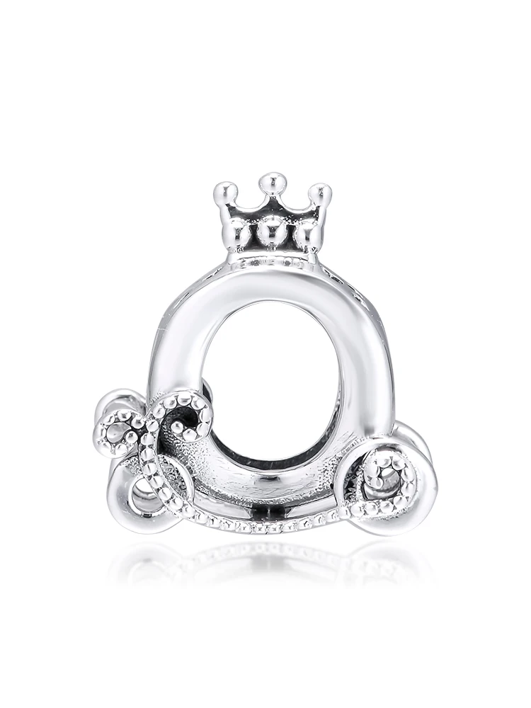 DIY Подходит для Pandora шармы браслеты полированная Корона O повозка из бисера стерлингового серебра 925-ювелирные изделия