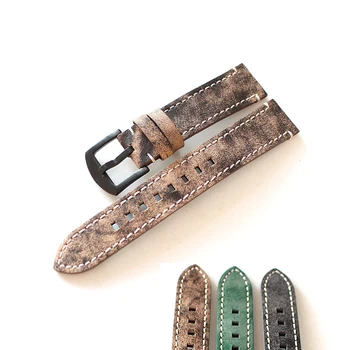 

Manual ca se Vintage Leather Strap 18MM 20MM 22MM Soft Men Calfskin Strap