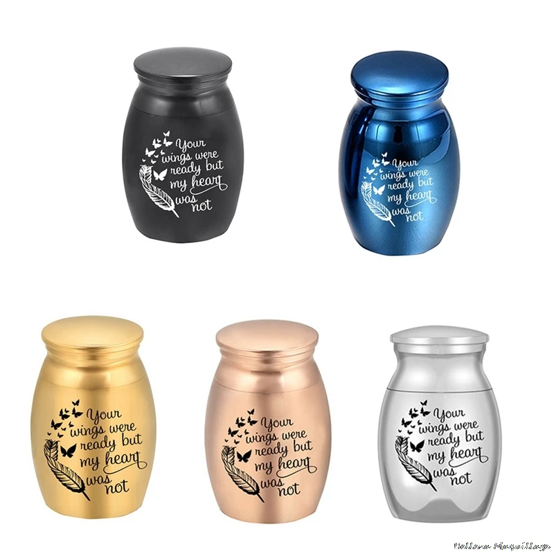 Angel Wings Small Urns for Human Ashes Holder Mini Cremation Urns for Ashes Alloy Metal Memorial Pet Dog Cat Bird Ash 5 Colors