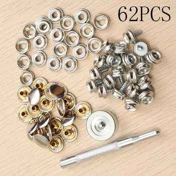 

62pc - Boat Cover / Canopy Snap Fastener Stainless Canvas To Screw Kit & Tools