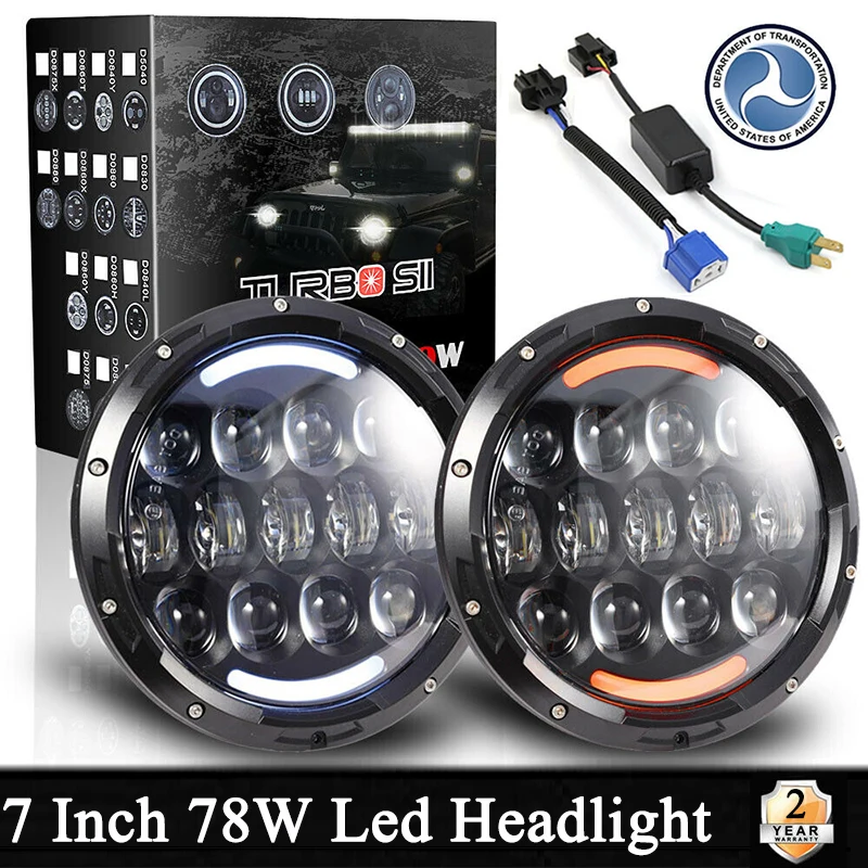 

7inch 78W Led Headlight H4 H13 Turn Signal High/Low Beam For Offroad & Motorcycle Fit For Jeep Lada NIVA Harley Yamaha Honda