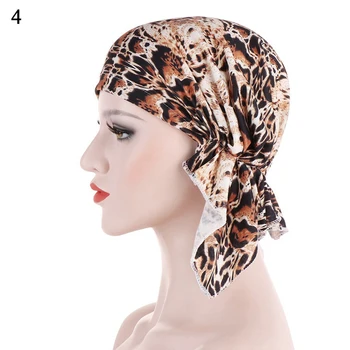 

Leopard Print Women Turban Hat Head Scarf Female Elastic Beanie Cap Soft Muslim Hats Bandana Chemo Caps Headwear Headwrap