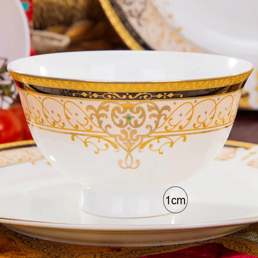 60 Heads Jingdezhen Ceramic Tablewar dish Set Tableware Rice Bowl Dish Salad Noodles Bowl Plate Dinnerware Sets Tableware