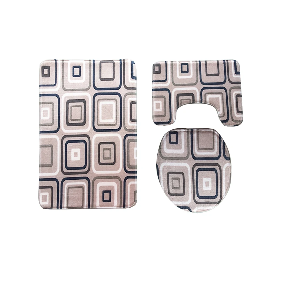 Geometric05 Zeegle геометрические фланелевые 3 шт. коврики для ванной и туалета Нескользящие напольные коврики для ванной впитывающие подставки коврики для туалета крышка крышки - Цвет: Geometric05