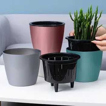 

1 Piece Nordic Thicken Plastic Flower Pot Home Garden Decoration Fashion Flower Pot Balcony Office Desk Succulent Pot 3 Color