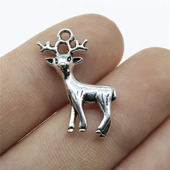 

WYSIWYG 12pcs 23x20mm Lucky Christmas Reindeer Deer Charm Pendants For Jewelry Making Antique Silver Color