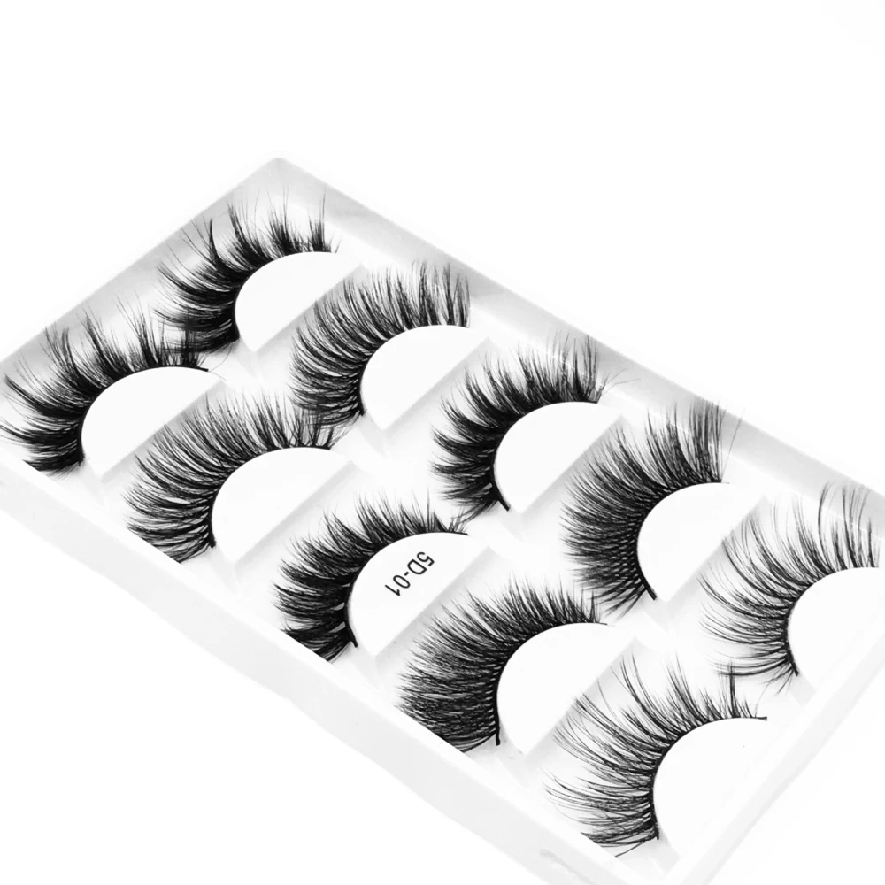 5 Pairs/Set Natural Black Long Fake Eye Lashes Handmade Thick False Eyelashes Black Makeup Cosmetic Beauty Extension Tools