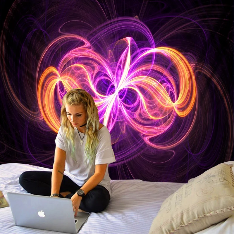 

Colorful colorful abstract line mural tapestry Apollo psychedelic figure carpet home wall painting table mat decoration