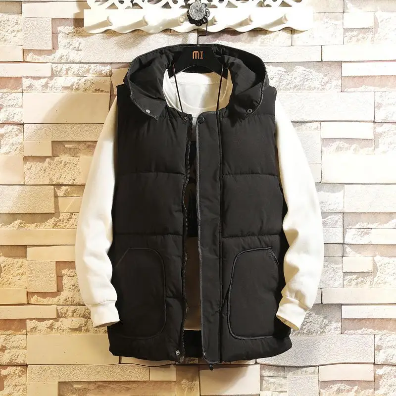 

2019 New Spring Autumn Sleeveless Jacket for Men Fashion Warm Hooded Male Winter Vest Light Plus Size Mens Work Vests Waistcoat