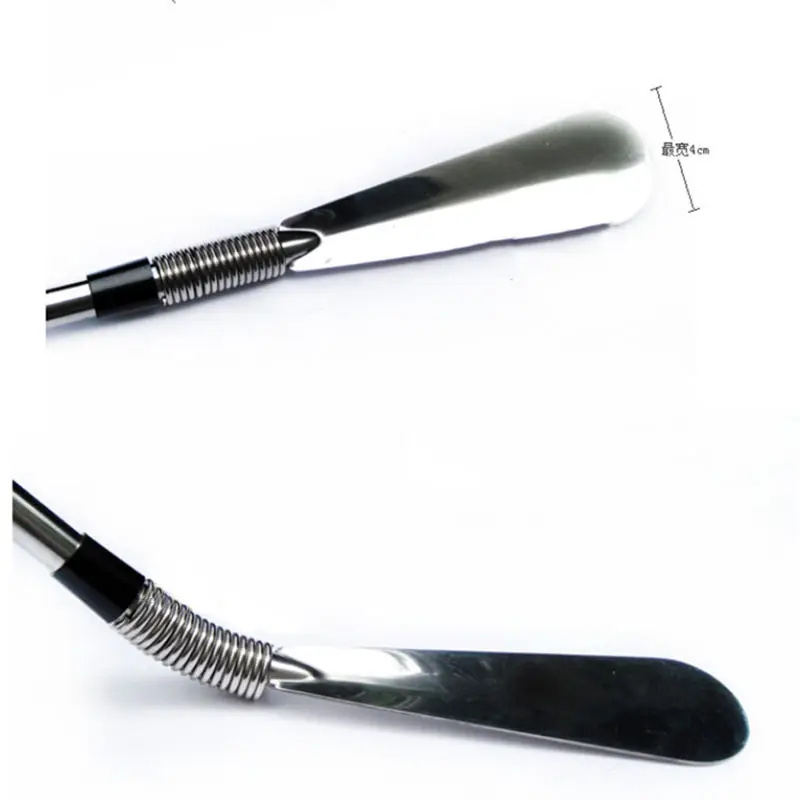 1PCS Silver Stainless Steel Shoe Horns 58cm Flexible Long Handle Shoehorn Shoe Horn AID Stick