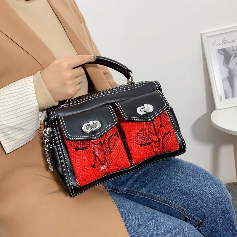 

Bags for Women 2020 New Soft Leather Snake Pattern Handbag Multi-purpose Simple Car Stitching Crossbody Bag Torebka Damska Bolso