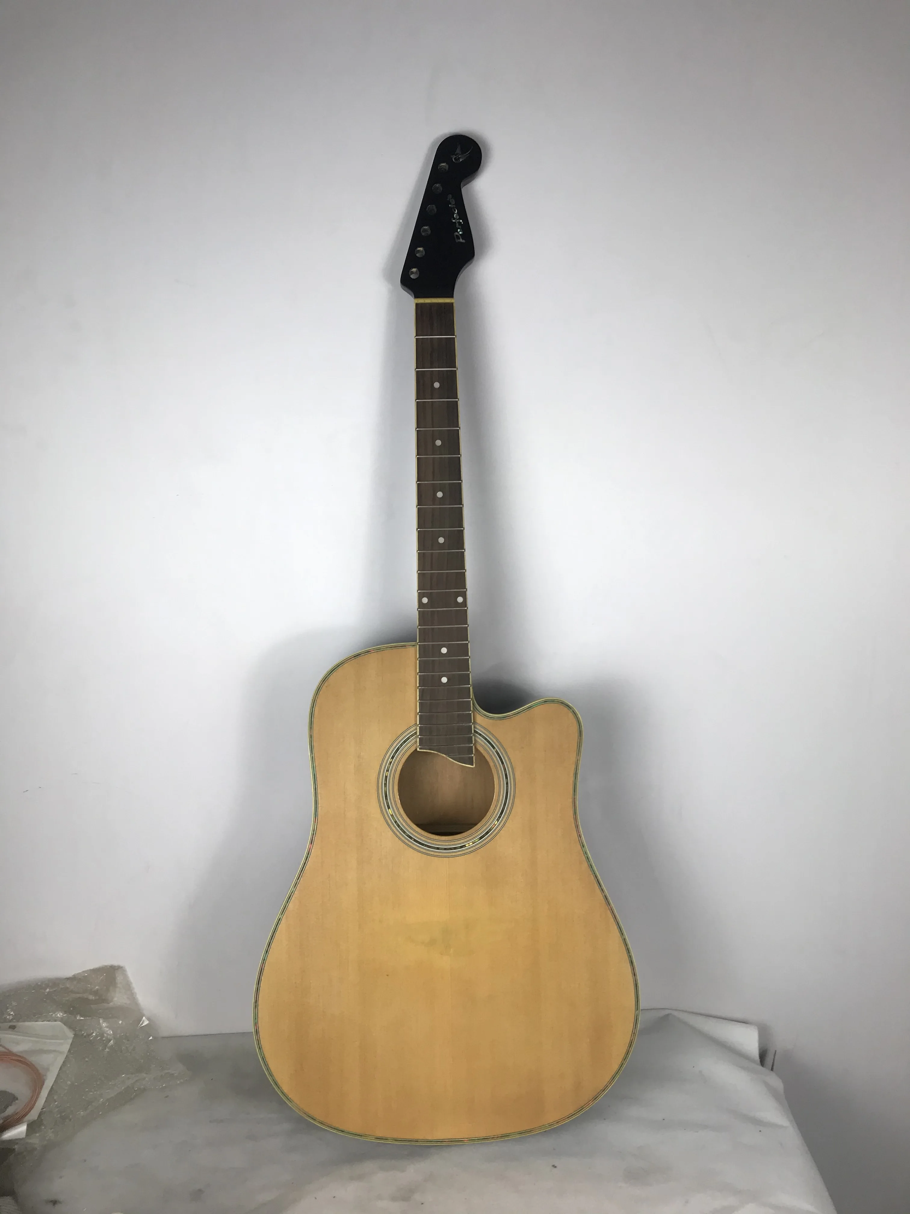 Gloss Thin Body Acoustic Guitar Unfinished Spruce 41 Inch 24 Fret Solid