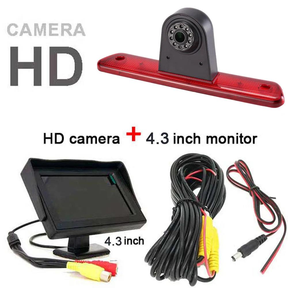 18mm Gals lens HD Car Brake Light Taillight parking backup rear view Camera for Toyota Proace veron Peugeot Expert Traveller VAN - Название цвета: with 4.3inch Monitor