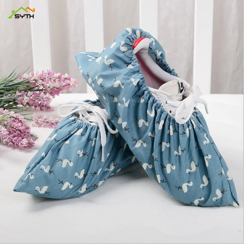 

1Pair Thicken Reusable Elastic Shoe Cover Home Indoor Antiskid Overshoes Student Machine Room Flamingo Dust Proof Feet Covers