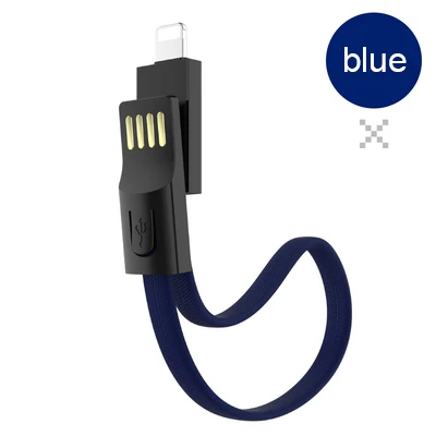 Портативный дорожный ключ Быстрая зарядка USB кабель для iPhone 7 8 6 6S 5 5S зарядное устройство для iPhone X XS короткий кабель для мобильного телефона dapers - Color: Blue