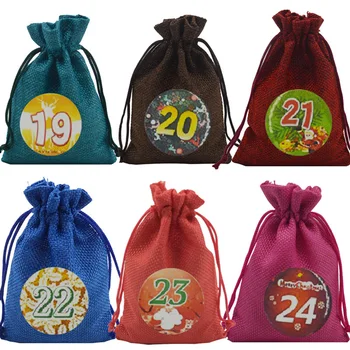 

Treat Candy Bag Hanging Delicate 24Pcs Advent Christmas Calendar Linen