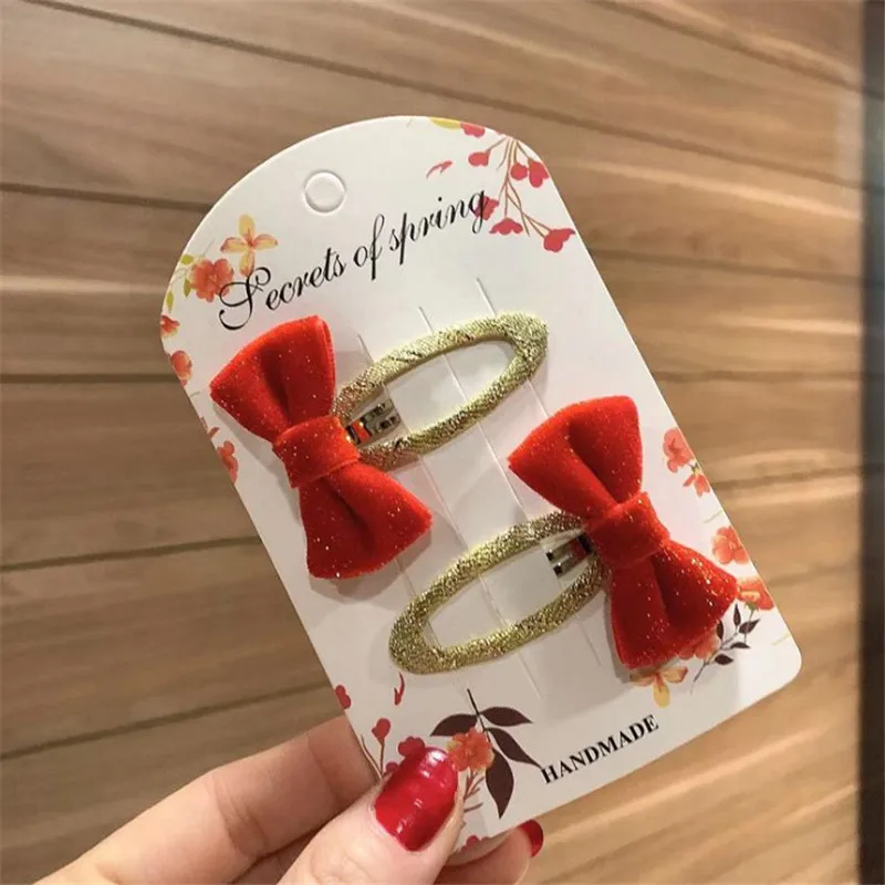 red clip 5 компл./лот Новое поступление Детские Модные бархатные лук заколки для волос для девочек милые Заколки для волос 7 цветов с открытым носком с бантом для волос Веревка для волос аксессуары - Цвет: red clip