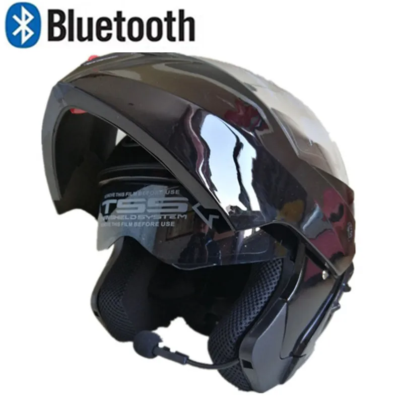 Глянцевый черный Bluetooth совместимый Высокая производительность двойной козырек, полное лицо уличный мотоциклетный шлем с выдвижным солнцезащитным щитом - Цвет: 286BT-Gloss black