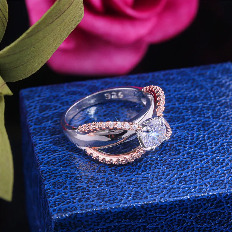 Милое мужское женское круглое перекрещивающееся кольцо со стразами роскошные свадебные кольца любовь невесты простые мужские и женские серебряное Золотое обручальное кольцо