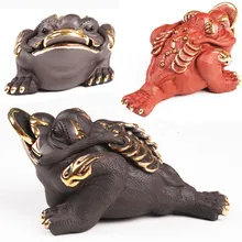 Chinese Yixing Purple Clay Kung Fu Teapets ZiSha Handmade Golden Toad Tea Pets Tea accessories