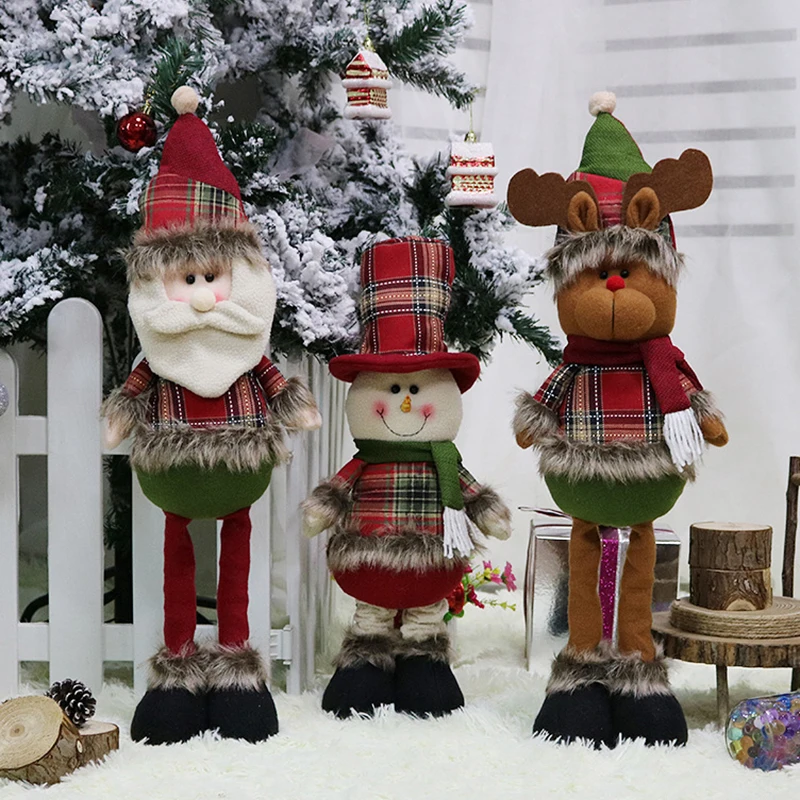 

2019 Merry Christmas Decorations Christmas Dolls Retractable Santa Claus Snowman Elk Doll Hang for Party Home Decor