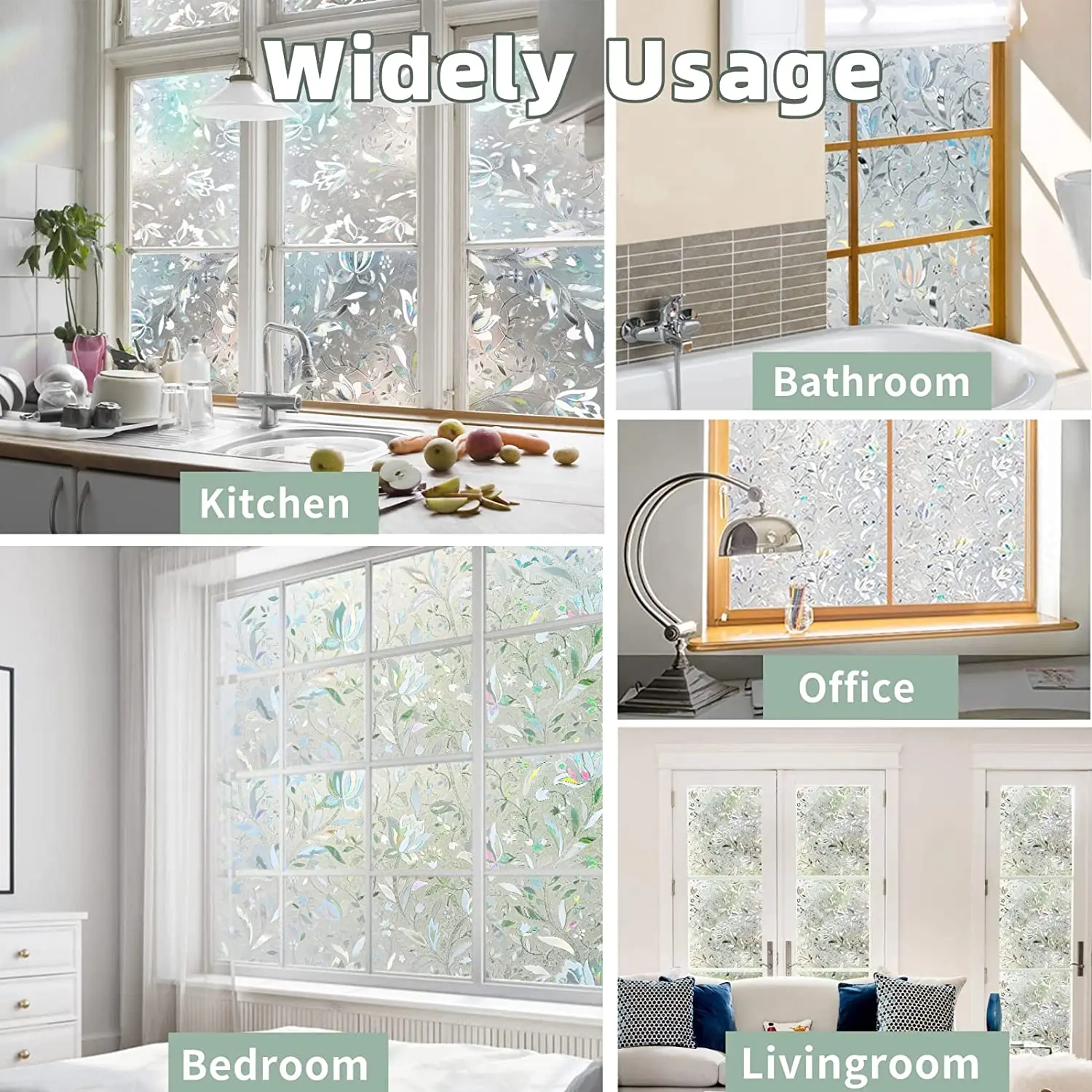 YaJing Window Film Privacy, Sun Blocking Removable Window Sticker, Decorative Glass Film, Stained Glass Decals for Home