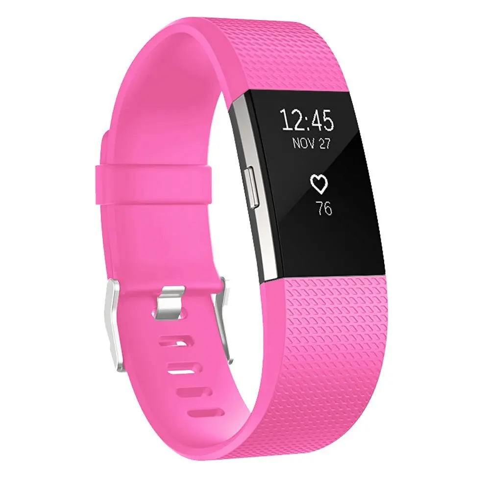 Honecumi для браслета FitBit Charge 2 заменить мягкий силиконовый ремень замена запястья браслет для Fit Bit Charge2 Смарт часы - Цвет: hot pink