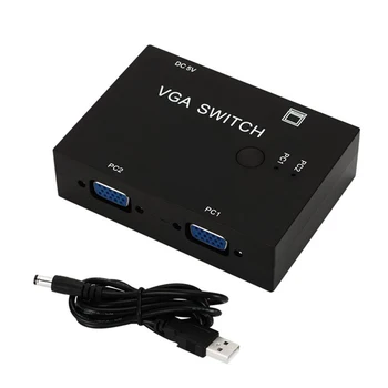 

2-Port VGA Monitor Sharing Switch Box Video Selector 2 In 1 Out For HDTV PC Office EM88