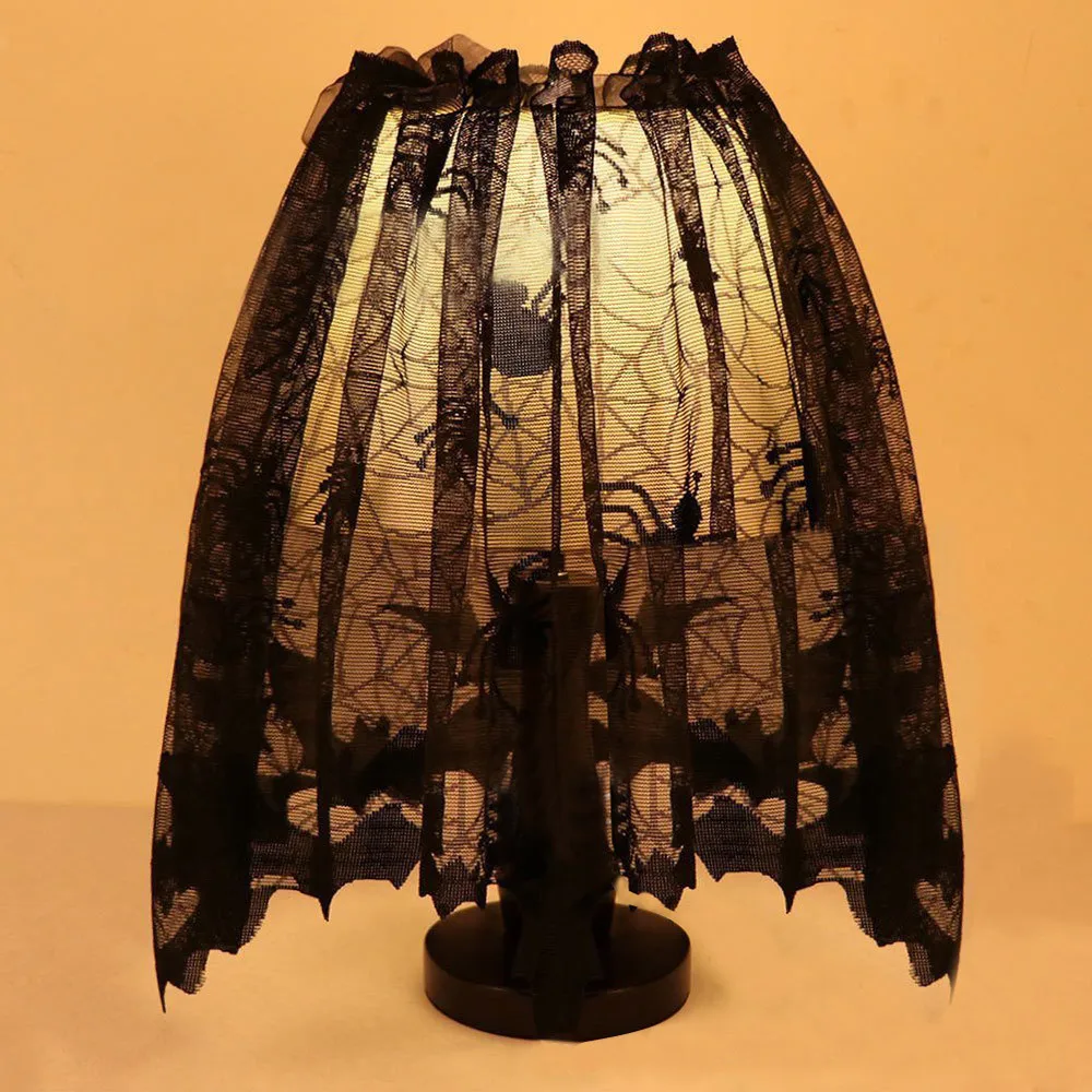 

Decoration Halloween Knitted Curtain Lamp Cover Black Spider bat lace decoration top selling anniversaire adulte decoration yl