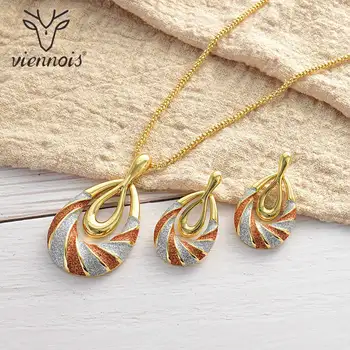 

Viennois Jewelry Set For Women Geometric Design Rose Gold Color Necklace Dangle Earrings Party Jewelry