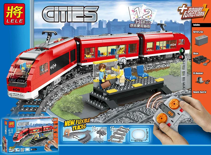 Высокоскоростной Пассажирский 763 шт совместимый 7638 город RC электрический поезд строительные блоки кирпичи Дети DIY игрушка подарок для детей