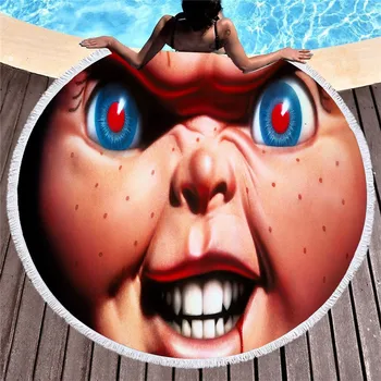 

Horror Puppet Round Beach Towel with Tassel Cartoon Character Movies Series Bath Towel Toalla Blanket 150cm Drophip Yoga Mats
