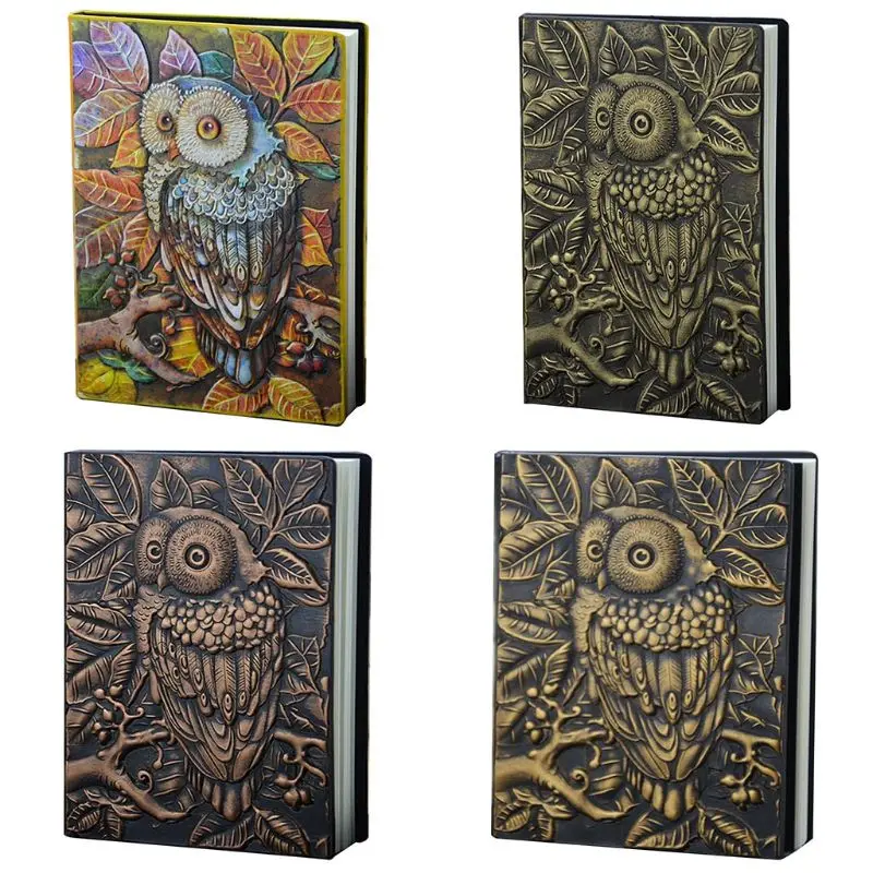 

3D Carving Owl Embossed Notebook 100 Sheets Journal Notepad Travel Diary Planner Sketchbook School Office Supplies