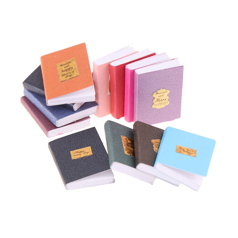 

12Pcs/set 1:12 Dollhouse Vintage Miniature Book Model Notebook Doll House Study Furniture Decor