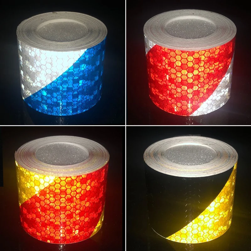 Warning Stickers 5cmx3m Car Reflective Strip Stickers Warning Strip-style Decoration Film Safe Motorcycle Baby Car Reflect Road Safety Tape