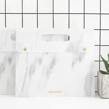

A5/B5 Durable Marble File Folder PP Document Bag Paper Organizer Case Snap-On Expanding File Bag Business File Holder