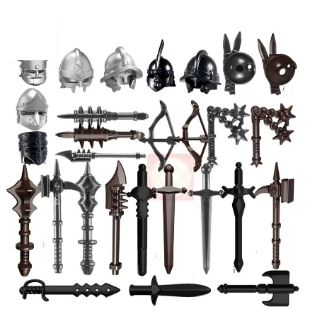 10pcs/lot Weapons Hammer Viking Roman Medieval Knight Barbarian Armor Arrow Helmet Part Building Blocks Moc Kid Toys