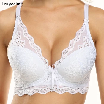 

Trufeeling Sexy C Cup Lace Bra Full Coverage Mold Cup Women Bra Underwear for Lady Unlined Push Up Big Size 38C-44C