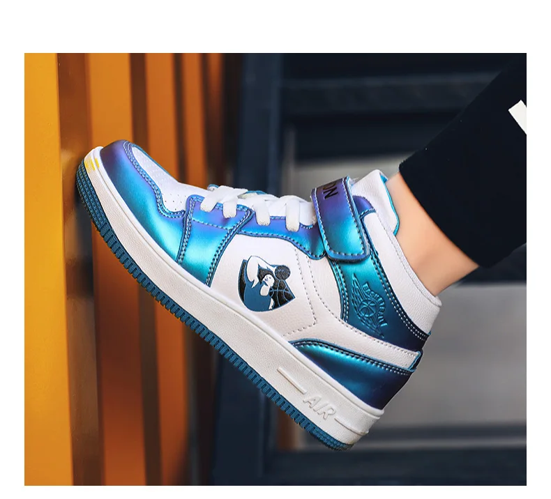 Новые противоударные спортивные синие кроссовки для подростков, светоотражающие цвета, модная детская обувь для мальчиков, обувь Jordan