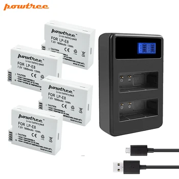 

Powtree For Canon LP-E8 battery LP E8 LPE8 DSLR Digital Camera Battery+Charger Replacement EOS 600D 650D 550D 700D T4i T5i Rebel