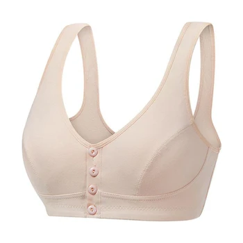 

New women's bra front buckle bra wireless bra underwear without steel ring full cup vest type sleep women XL underwear 36-44Ccup