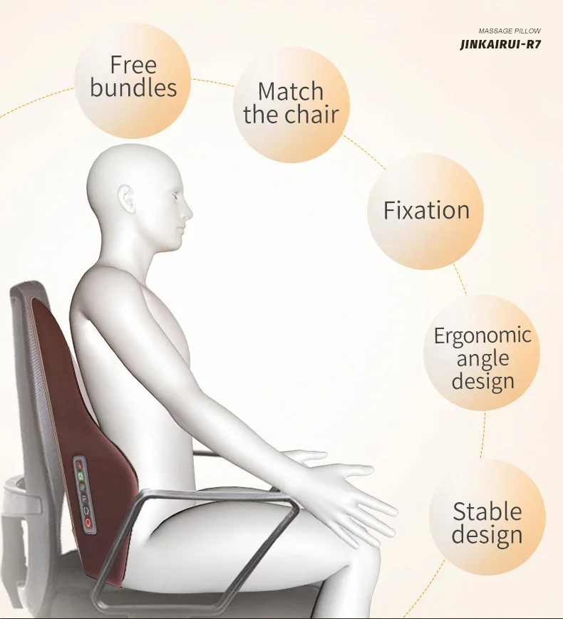 Jinkairui Многофункциональный разминающий шейный массажер для шеи, плеч, талии, всего тела, для автомобиля, домашнего использования, подарок, Большая массажная подушка