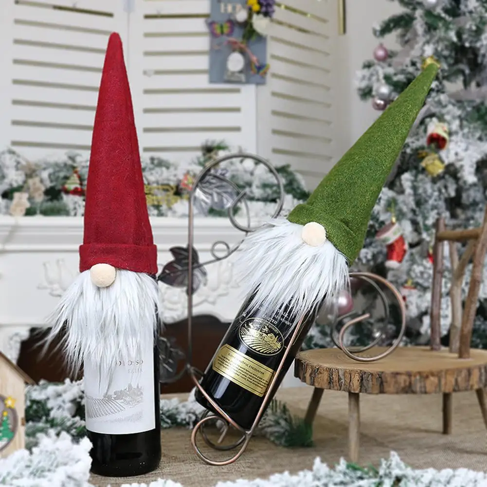 Рождественские безликие куклы Вина Сумки красные чехлы для винных бутылок подарок скандинавские земли Бог Санта Клаус шампанское упаковочный мешочек для свадьбы Вечерние