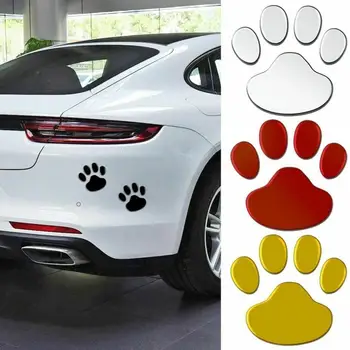 

2Pcs/Set Car Sticker Cool Design Paw 3D Animal Dog Cat Bear Foot Prints Footprint Decal Car Stickers Silver Red Black Golden