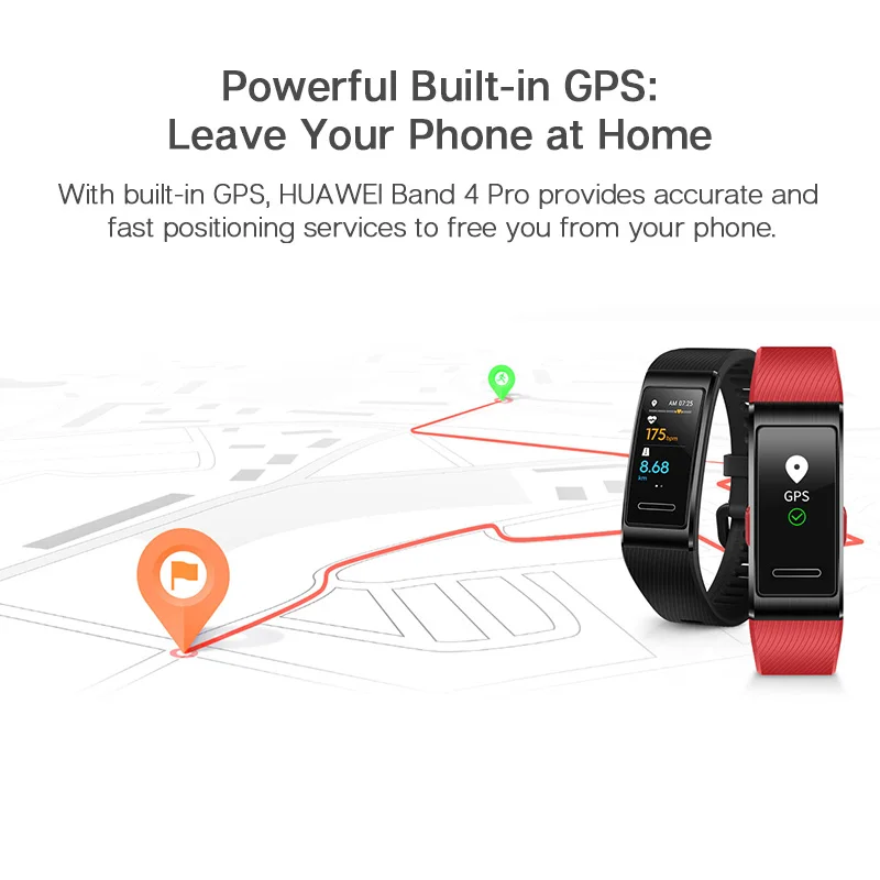 Глобальная версия Huawei Band 4 Pro GPS Amoled 0 95 'металлический материал тест датчик