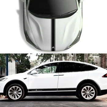 

3PCS Car Door Side Skirt Long Stripe for Tesla Model S X 3 Auto Hood Decor PVC Decal Stickers Auto Vinyl Film Decals Accessories