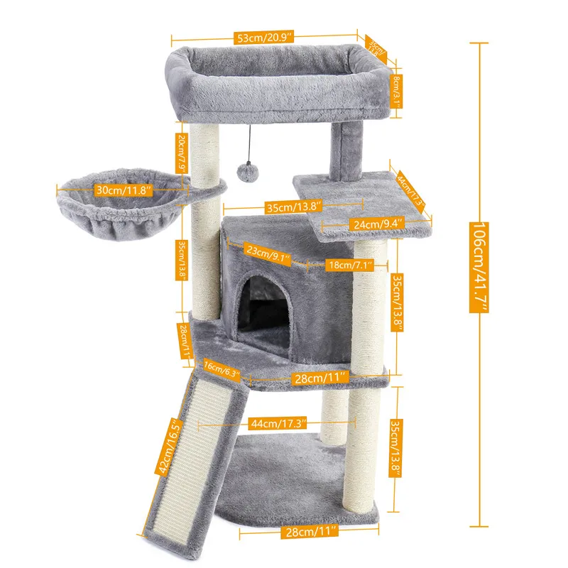 

New Multi-Level Cat Tree Cat Condo with Scratching Posts Kittens Activity Tower Pet Play House Furniture Sisal-Covered Cat Toys