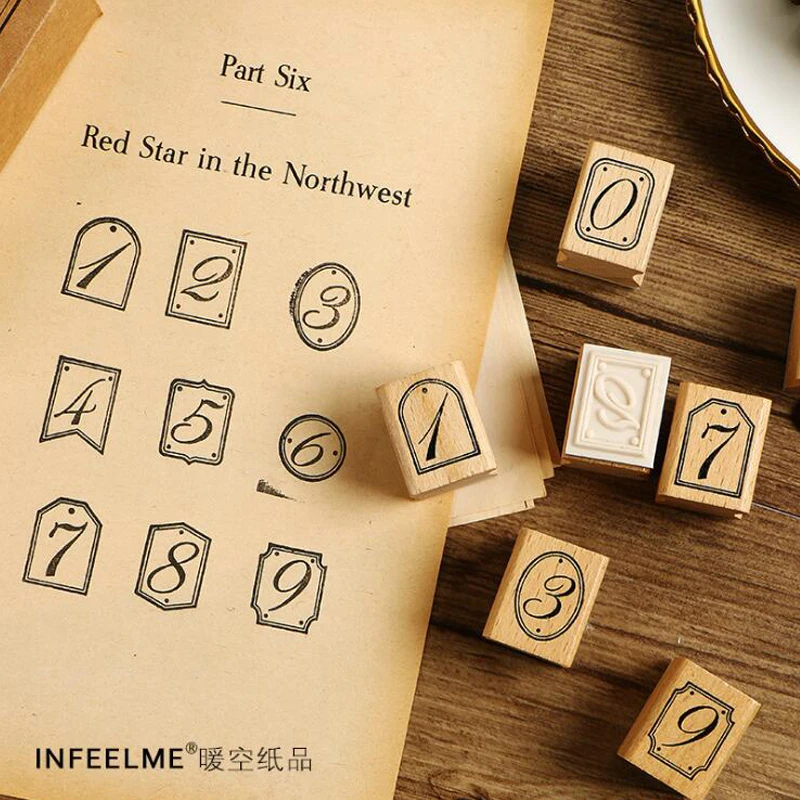 Цифра символ неделя набор деревянных штампов DIY Ремесло Деревянные и резиновые